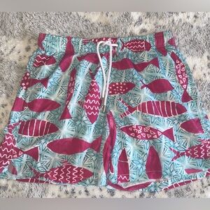 Boys Bottega Positano Stylish Red and Blue Patterned Shorts M NWT